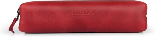 Miniatura 2 de Londo Lápiz y estuche de cosméticos con cremallera de cuero genuino Rojo
