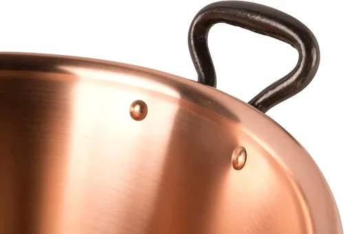Miniatura 4 de olla de cobre de 10.4 pulgadas, capacidad de 3.1 cuartos de galón asas de hierro fundido olla de cobre tradicional de Francia para cocinar