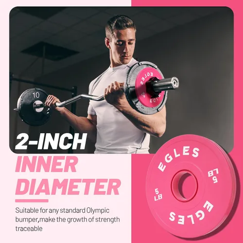 Miniatura 5 de Egles Juego de Placas de Cambio 1.25LB, 2.5LB, 5LB - Placas de Peso Recubiertas de Goma en Pares, Placas Bumper Olímpicas, Codificadas por