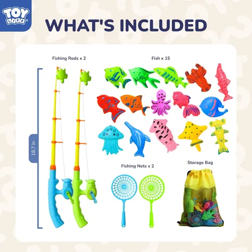 Miniatura 3 de TOY Life Juego de pesca magnético para 2 jugadores para niños de 3 a 5 años, juego de caña de pescar para niños pequeños con juguetes de peces, 2