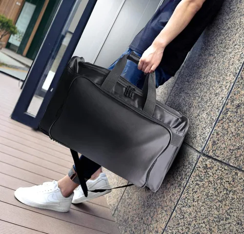 Miniatura 7 de Bolsa de tenis, bolsa de lona, bolsa de entrenamiento de gimnasio, bolsa de viaje para hombre, Negro -, Bolso grande de la zapatilla