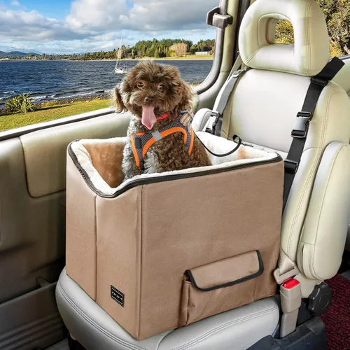 Miniatura 17 de Asiento elevador Petsfit para 2 perros pequeños o perro mediano de hasta 55 lbs, asiento grande de coche para perros con 2 bolsillos grandes