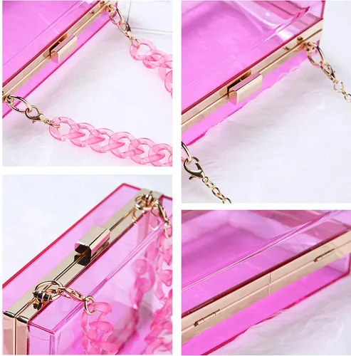 Miniatura 4 de Shiratori Las mujeres acrílico negro lápiz labial forma noche bolsos bolsos embrague vintage banquete bolso