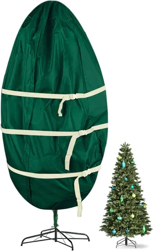 Funda antipolvo para árbol de Navidad, bolsa de almacenamiento vertical para árbol de Navidad, con correas ajustables y cremallera para
