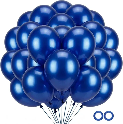 Paquete de 50 globos cromados de color azul metálico - Globos de látex azul real de 12 pulgadas de doble relleno para bodas, graduaciones de la