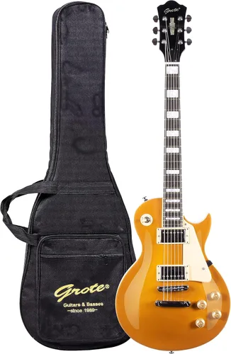 Miniatura 10 de Grote Guitarra eléctrica de cuerpo sólido LPYS-006 con mástil de arce, trastes de acero inoxidable, ideal para todos los niveles, con bolso de Negro