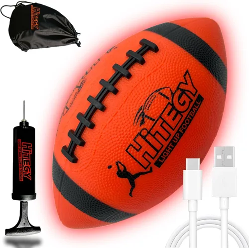Miniatura 7 de Glow in The Dark Football Light Up Football USB-C Rechargeable LED Ball with Pump Night Game Ball for Indoor & Outdoor Play Gift Ready for