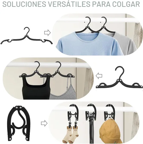 Miniatura 2 de 12 perchas de viaje Trubetter, esenciales para cruceros, perchas plegables portátiles, accesorios de viaje, tendedero plegable para ropa (negro)