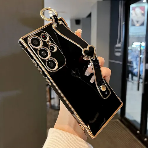 Miniatura 27 de ZTOFERA Funda diseñada para Samsung Galaxy S20 FE 5G, borde chapado de lujo, patrón de corazones de amor con pulsera y función atril, protección
