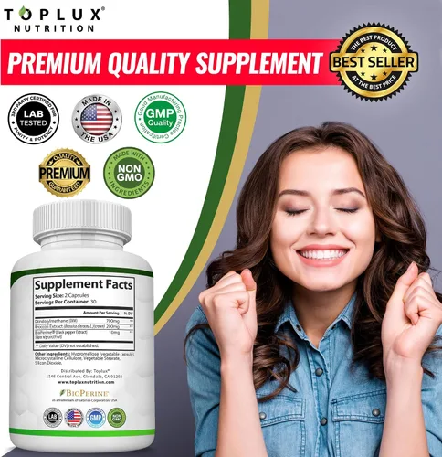 Miniatura 3 de Toplux Dim Supplement 910 mg Plus BioPerine Complex - Diindolilmetano para hombres y mujeres, 60 cápsulas Dos