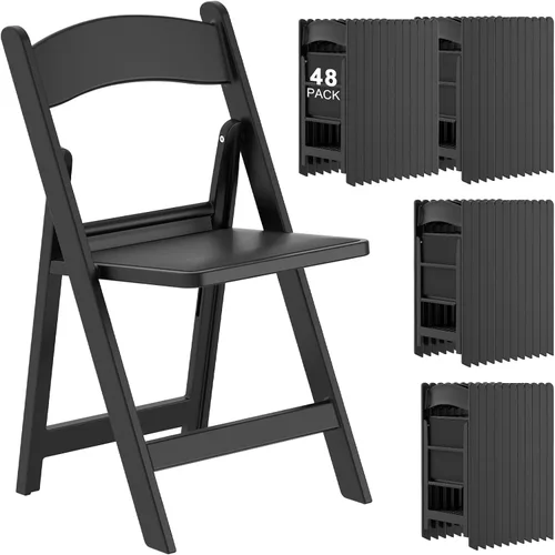 Miniatura 15 de Paquete de 4 sillas plegables de resina, sillas plegables de capacidad de peso de 650 libras con asientos acolchados, silla plegable ligera
