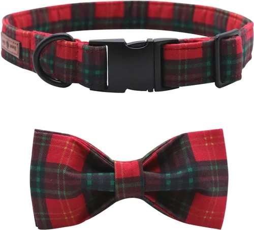 Miniatura 3 de Lionet Paws Collar navideño para perro y gato con corbatín, suave y cómodo, collar ajustable