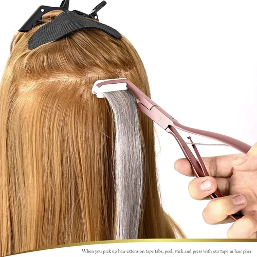 Miniatura 5 de EHDIS Cinta en extensiones de cabello Alicates de acero inoxidable Extensiones de superficie plana Cinta de sellado de cinta Alicates Herramienta