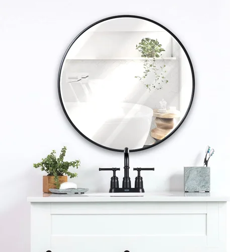 Miniatura 2 de HBCY Creations Espejo redondo negro de 24 pulgadas, espejo de pared para entrada, baño, sala de estar y más, espejo minimalista moderno para diseño