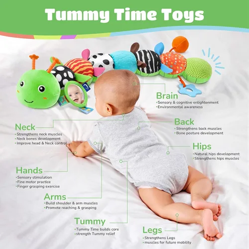 Miniatura 2 de AWOTOY Juguetes para Bebés de 6-12 Meses Oruga Musical Juguetes para Bebés Animales de Peluche 0-3-6 Meses Tiempo Boca Abajo Juguetes Sensoriales