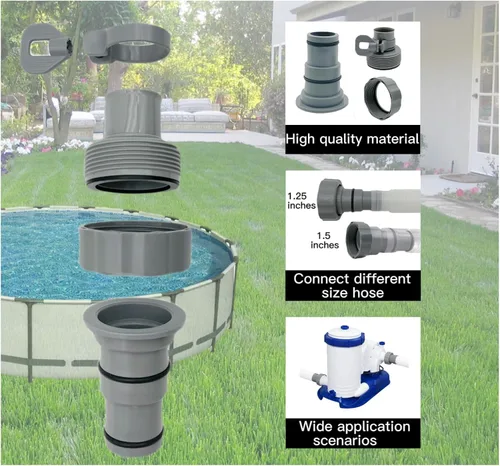Miniatura 3 de SHUVUUIA 8 adaptadores de manguera de piscina: 4 adaptadores de manguera de piscina de 1 1/4 a 1 1/2 y 4 conectores de bomba de piscina sobre