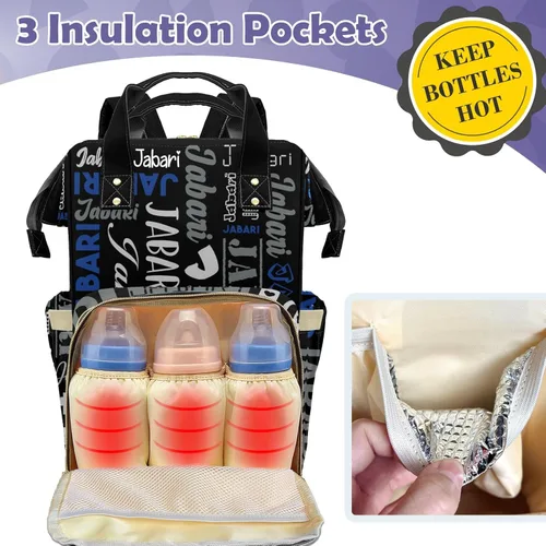 Miniatura 2 de Bolsas de bebé con nombre personalizado, mochila de nylon personalizada para bebé niño mamá, gran capacidad, impermeable, multifuncional, correas