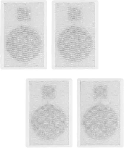 Acoustic Audio SLM1W - Altavoces delgados para montaje en pared, sistema de cine en casa, con cable, paquete de 2 pares