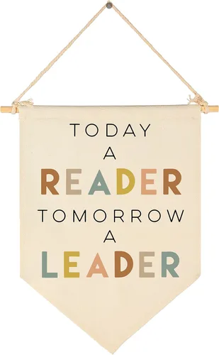 Miniatura 26 de Cartel de pared para aula, regalo para profesores, letrero de sala de lectura, texto en inglés "It's A Beautiful Day for Learning", lienzo