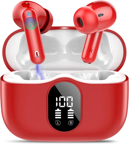 Miniatura 14 de Auriculares inalámbricos, Auriculares Bluetooth 5.4 con graves estéreo, Auriculares intrauriculares con micrófono de cancelación de ruido y pantalla