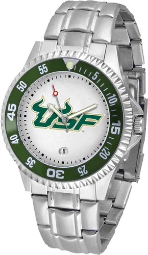 Miniatura 35 de SunTime Reloj de cuarzo de 1.575 in para hombre, correa de acero inoxidable de 0.787 in, esfera Gameday Tulane ola verde