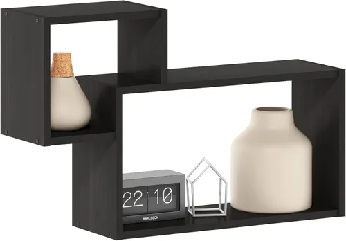 Miniatura 14 de Furinno Rossi - Estantería flotante de pared entrelazada, 4 unidades, color espresso