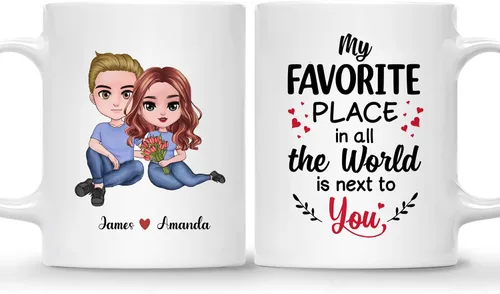 Miniatura 8 de Gossby Taza personalizada para parejas, regalo personalizado para esposa, novia, marido, novio con diseño, nombre, año, San Valentín, aniversario