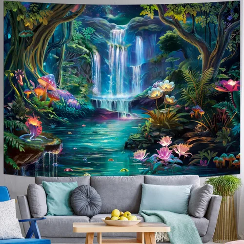 Miniatura 13 de Generleo Tapiz de plantas florales, tapices vintage, bohemio, flores, mariposas, cielo estrellado, paisaje, naturaleza, paisaje, tapiz para colgar