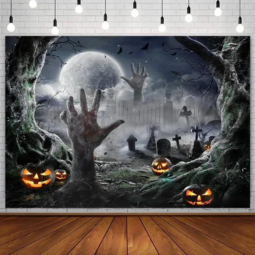SENDY Telón de fondo de fotografía de Halloween de 7 x 5 pies, suministros de decoración para fiestas de Halloween, noche de niños, luna llena,