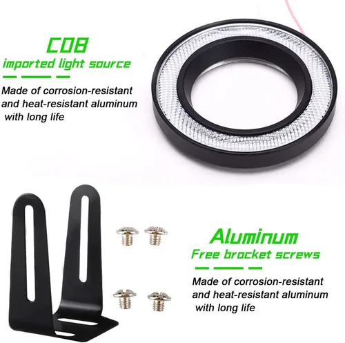 Miniatura 4 de 2 piezas de Faros antiniebla súper brillantes de 6 cm, proyector universal LED, 12V, 10W, azul, halo COB, anillos de ojo de ángel, para faro