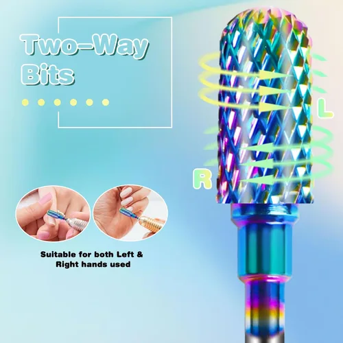 Miniatura 4 de Rolokit Juego de 6 brocas para uñas con cepillo de limpieza, brocas profesionales de carburo de tungsteno de 3/32 pulgadas, brocas para quitar