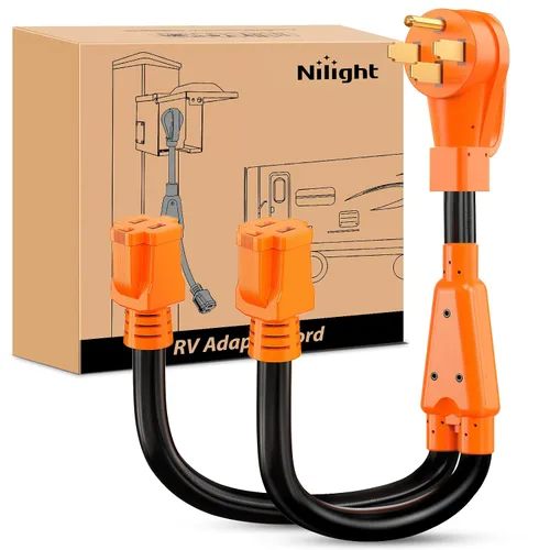Miniatura 34 de Nilight - 50033R Adaptador de enchufe RV de 18 pulgadas, 50 amperios a 30 amperios, adaptador eléctrico de Dogbone de alta resistencia con mango 115G
