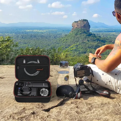 Miniatura 7 de Canboc Estuche de Transporte para Cámara Sony ZV-1F/ ZV-1/ ZV-1 II Vlog Cámara Digital y Kit de Accesorios para Vlogger Trípode, Bolsa de Negro