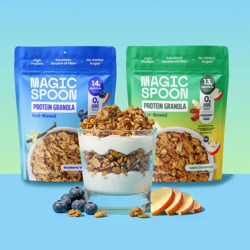 Miniatura 7 de Magic Spoon Granola alta en proteínas, baja en azúcar, paquete de 3, manzana y canela, bocadillos de proteína bajos en carbohidratos y alimentos