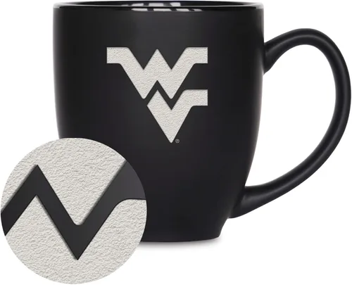 Miniatura 396 de Rico Industries - Taza de cerámica mate negra con grabado láser estándar de 15oz para NCAA (escuelas T & U) - Para bebidas calientes o frías