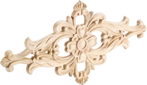 Miniatura 3 de MUXSAM Apliques de madera tallados para muebles, 1 calcomanía sin pintar para puerta, pared, techo, armario, tocador, espejo, cama, mantel, banco, 1
