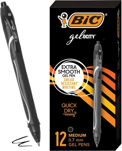 Miniatura 10 de BIC Gel-Ocity - Bolígrafos de gel de secado rápido, punta media retráctil (0.028 in), bolígrafo de gel de tinta negra, 12 unidades, paquete de 18