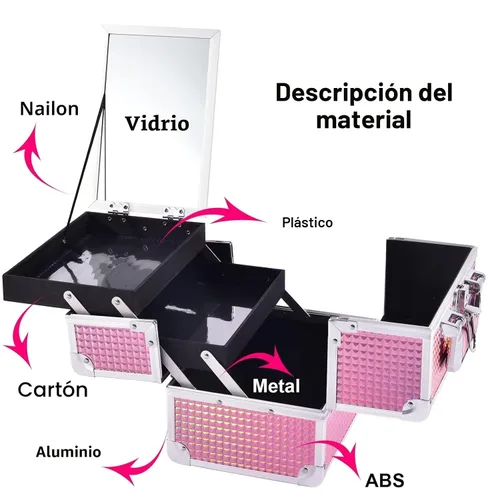Miniatura 9 de Joligrace Estuche de Tren de Maquillaje Estuche de Maquillaje Organizador Bolsa de Cosméticos Portátil con Caja de Almacenamiento de 2 Bandejas