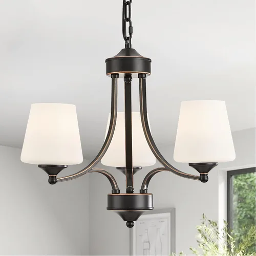 Miniatura 13 de Lámpara de comedor de níquel cepillado, moderna lámpara plateada con vidrio esmerilado, 3 luces de metal para isla de cocina, lámparas colgantes E26