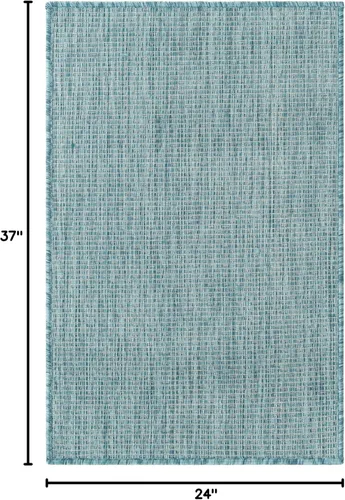 Miniatura 2 de Unique Loom Collection - Alfombra de transición casual, sólida, con tonos moteados para interiores/exteriores, de tejido plano