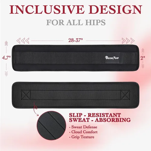 Miniatura 3 de Seektop Cinturón de Empuje de Cadera Ajustable con Acolchado Antideslizante, Cinturones para Glúteos - Se Adapta a Mancuernas, Pesas Rusas, Discos