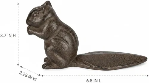 Miniatura 2 de Comfy Hour Tope de puerta de ardilla de hierro fundido resistente, tope decorativo de puerta de animal rústico para parte inferior de la puerta