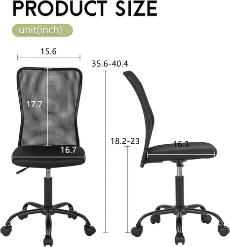 Miniatura 3 de Silla de escritorio ergonómica de malla para computadora, respaldo moderno ejecutivo, soporte para la espalda media, silla giratoria y basculante