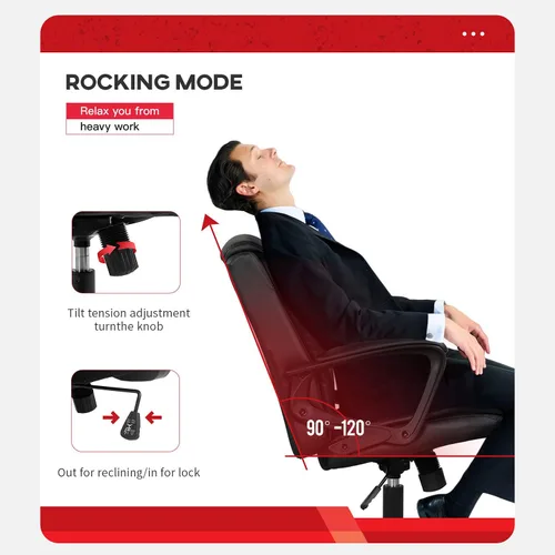 Miniatura 7 de Silla de oficina en casa, silla ergonómica de escritorio de piel sintética, silla ejecutiva giratoria con respaldo medio, silla de computadora
