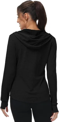 Miniatura 82 de TBMPOY Chaquetas con capucha y protección solar UPF 50+ para mujer, ligeras, de manga larga, para senderismo, exteriores, con cremallera completa