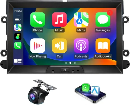 Radio de coche para Ford Edge 2007-2010 Ford Taurus/Sable 2008-2009 Focus 2005-2007 Unidad principal de radio estéreo de mejora con CarPlay Pantalla