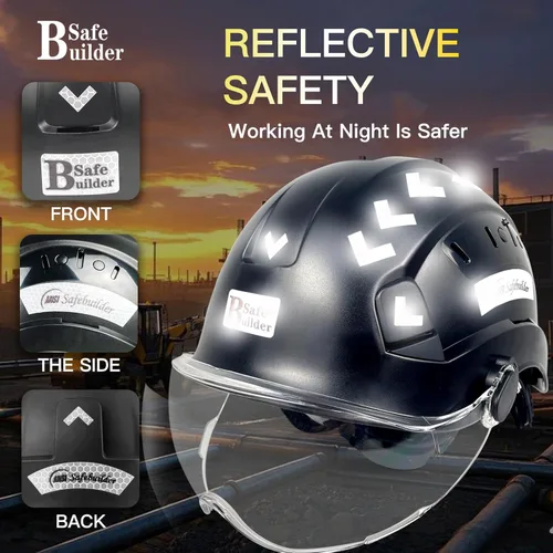 Miniatura 8 de Casco de Seguridad de Construcción con Visera Casco Duro ABS Cascos Duros de Ventilación Ajustable Protección de Cabeza de Trabajo Industrial