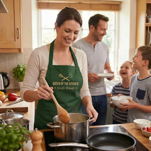 Miniatura 3 de Queen of the Grill Delantal para mujer, delantal de cocina impermeable con 2 bolsillos, divertido regalo de cocina, delantal de chef ajustable