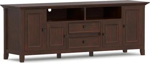 Miniatura 29 de SIMPLIHOME Amherst - Soporte de TV de transición de madera maciza de 72 pulgadas de ancho, estilo rústico marrón envejecido, para televisores