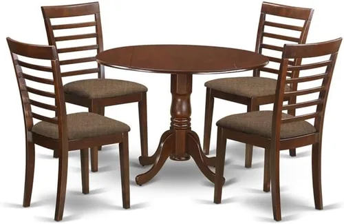 Miniatura 10 de East West Furniture DLML3-MAH-C - Juego de comedor de 3 piezas que contiene una mesa de comedor redonda con gotas y 2 sillas tapizadas de tela